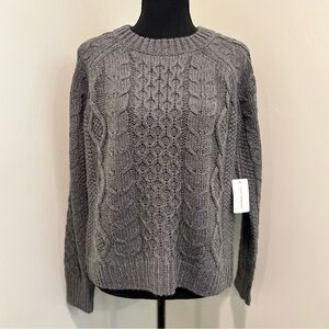 NWT Lucky Brand Charcoal Cable Knit Sweater XS